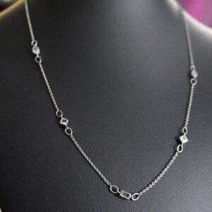 Dainty Rhinestone Silver Tone Chain Necklace
